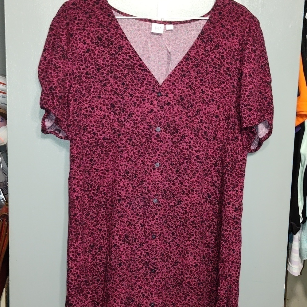 Gap floral mini dress size large puffy sleeves